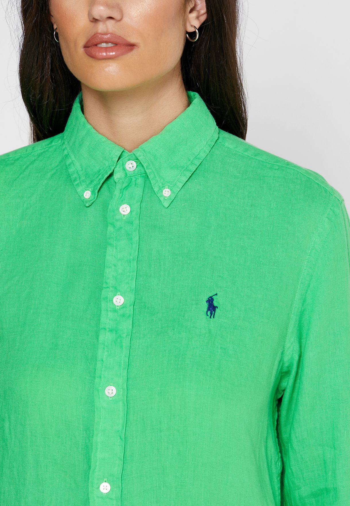 green polo button up