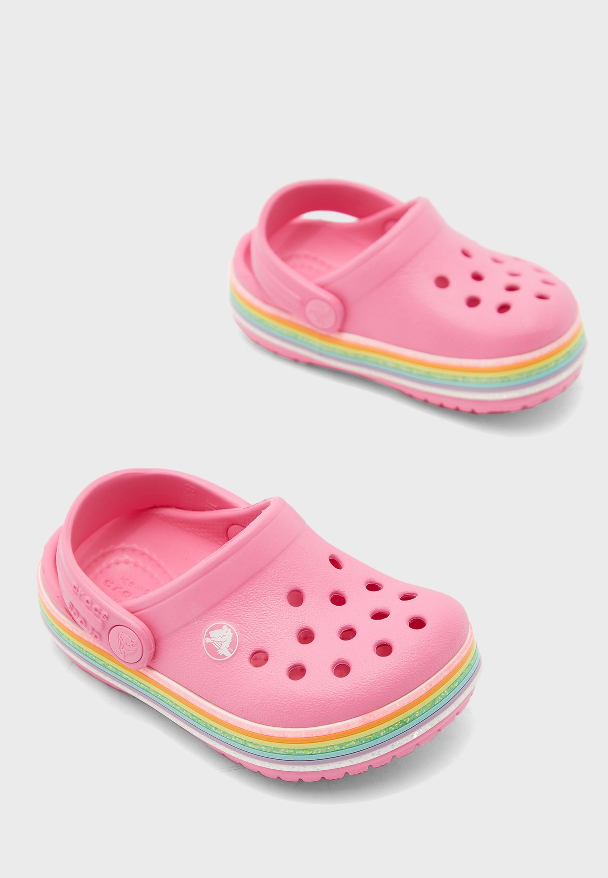 pink rainbow crocs