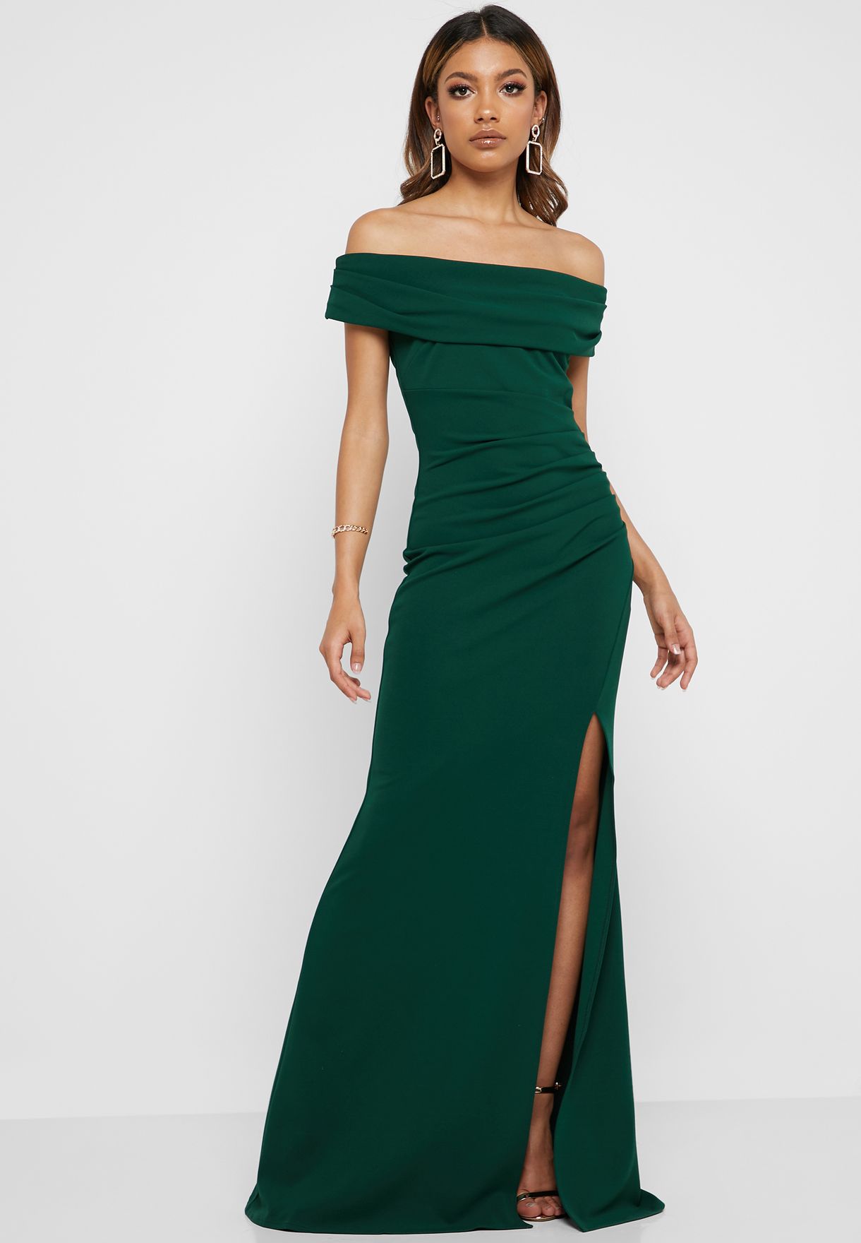 green bardot dress