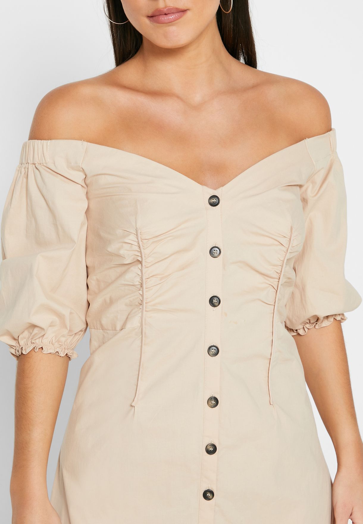 ruched button down