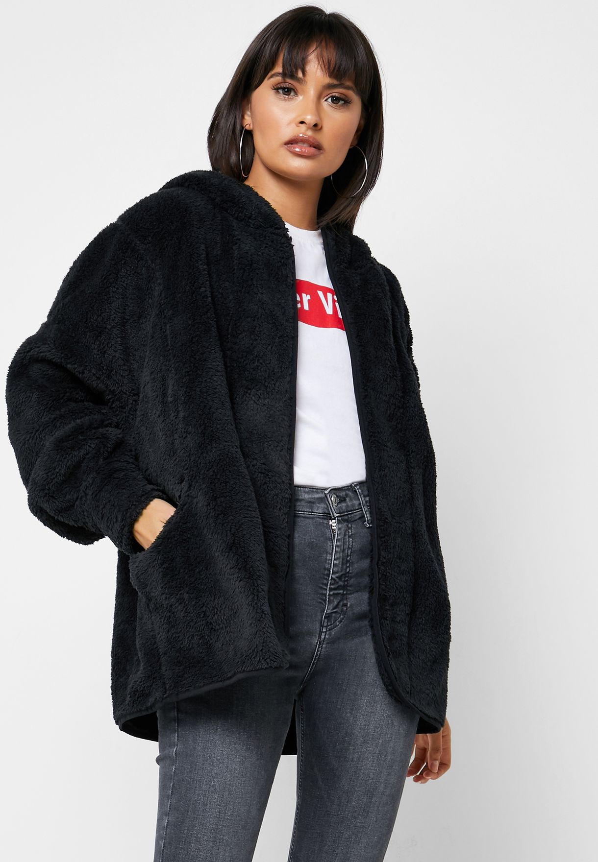 forever 21 faux fur hoodie