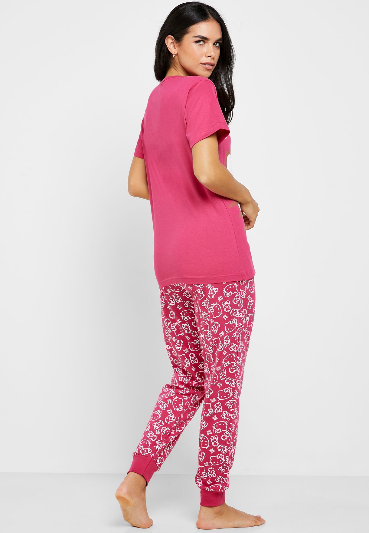 Buy Hello Kitty pink Hello Kitty Graphic T-Shirt & Pyjama Set for Women ...