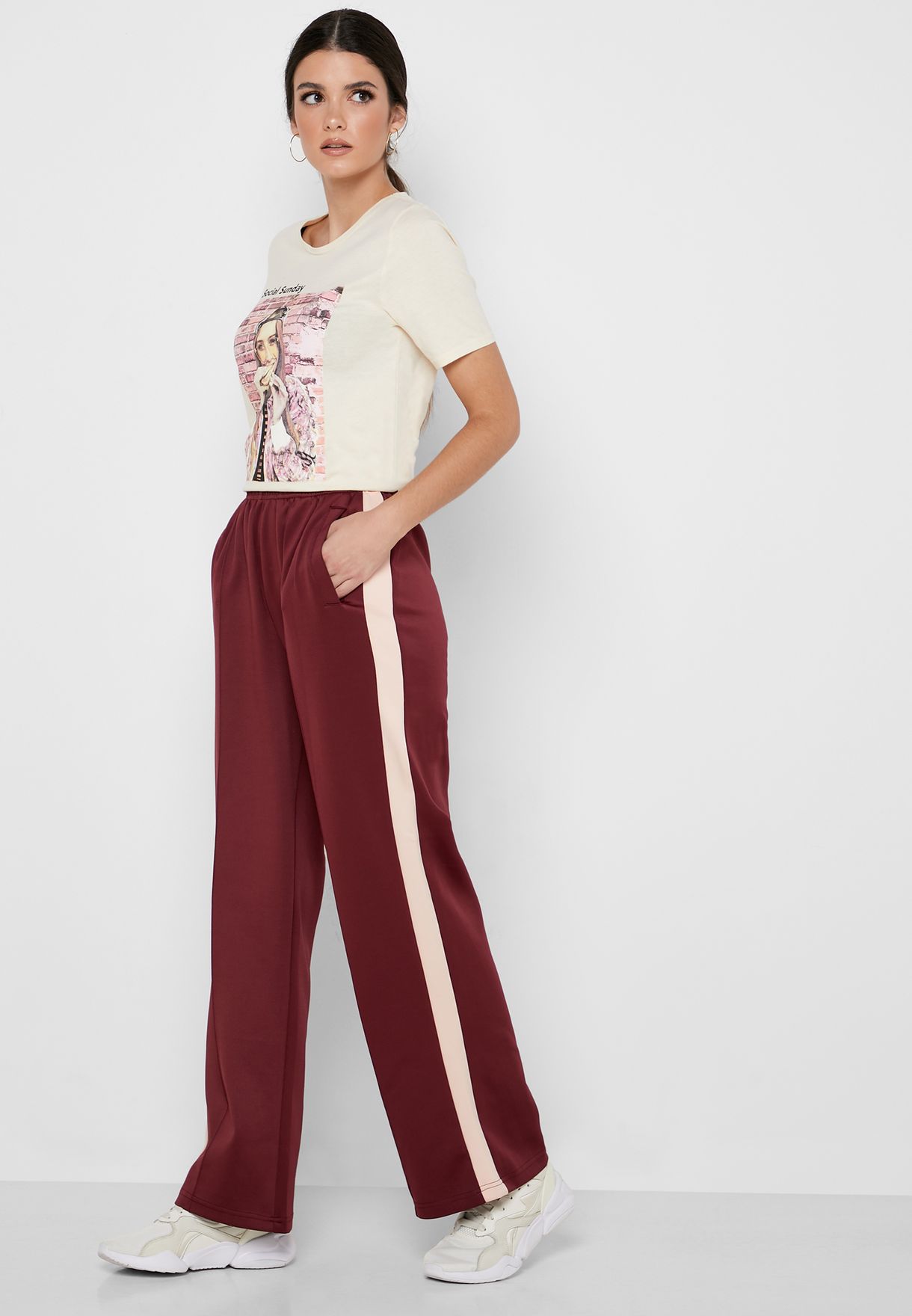 striped track pants womens