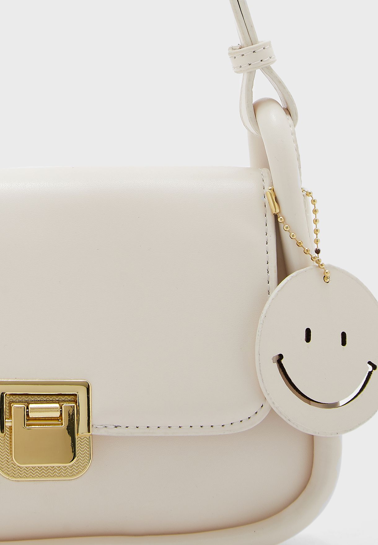 Shoulder Strap Handbag With Smiley Charm