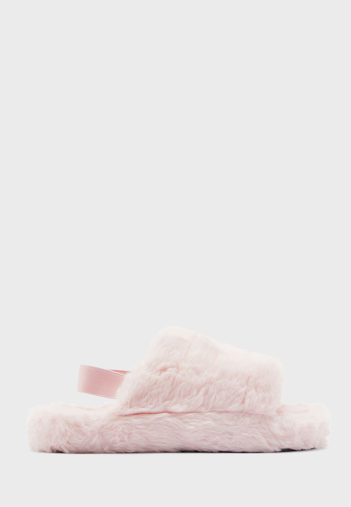 slingback fur slippers