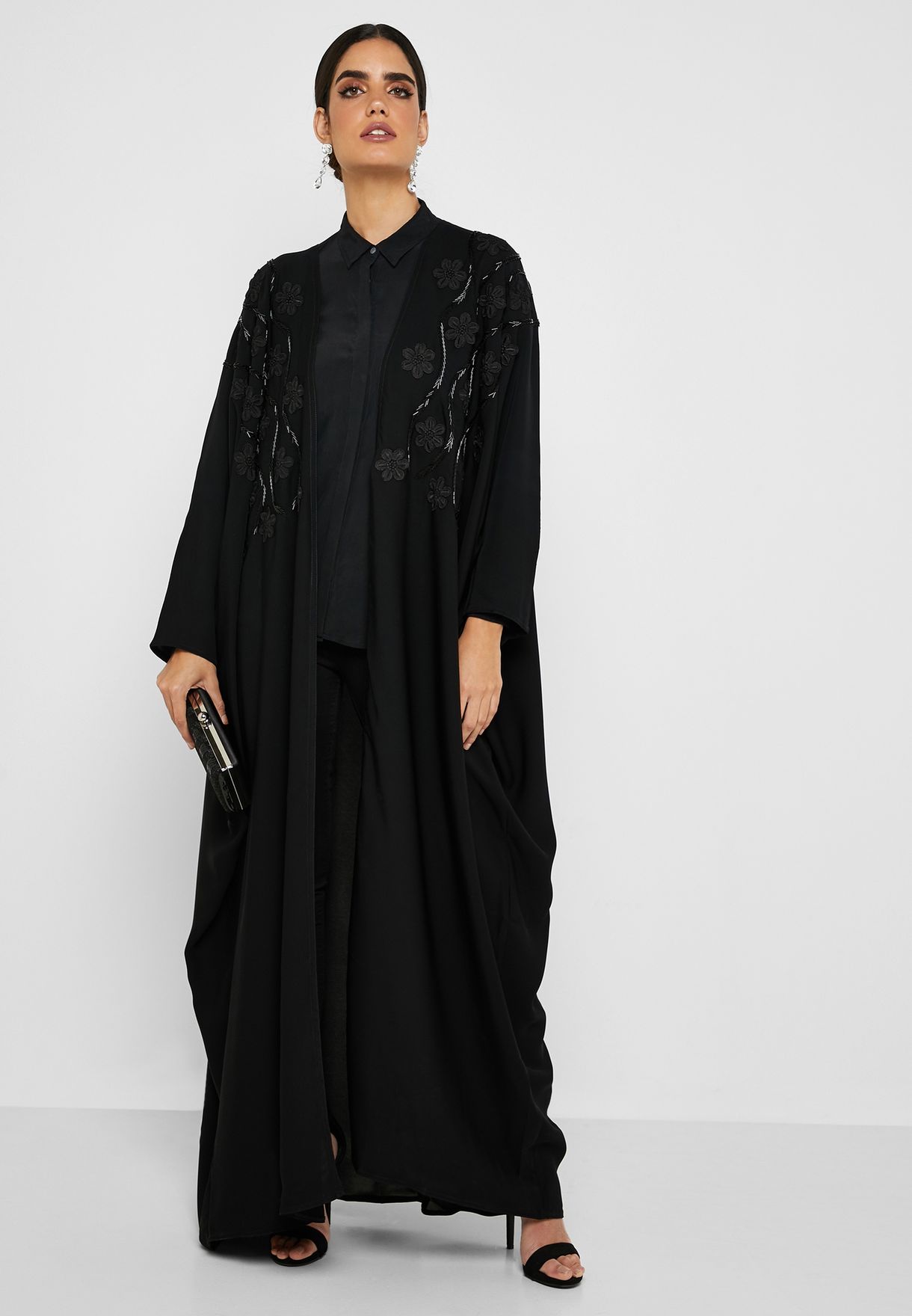Buy Hayas Closet black Embroidered Beaded Abaya for Women in MENA ...