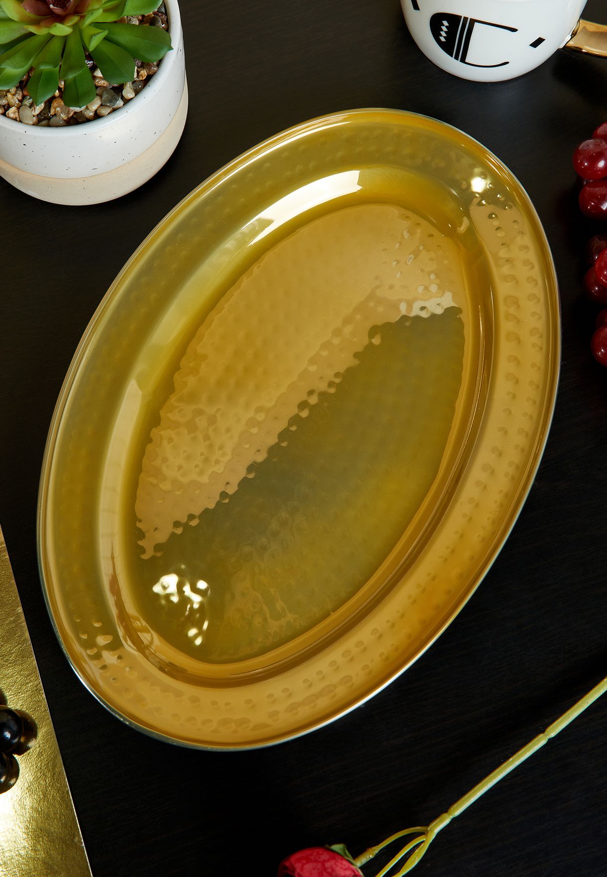 Large Gold Finish Serving Platter