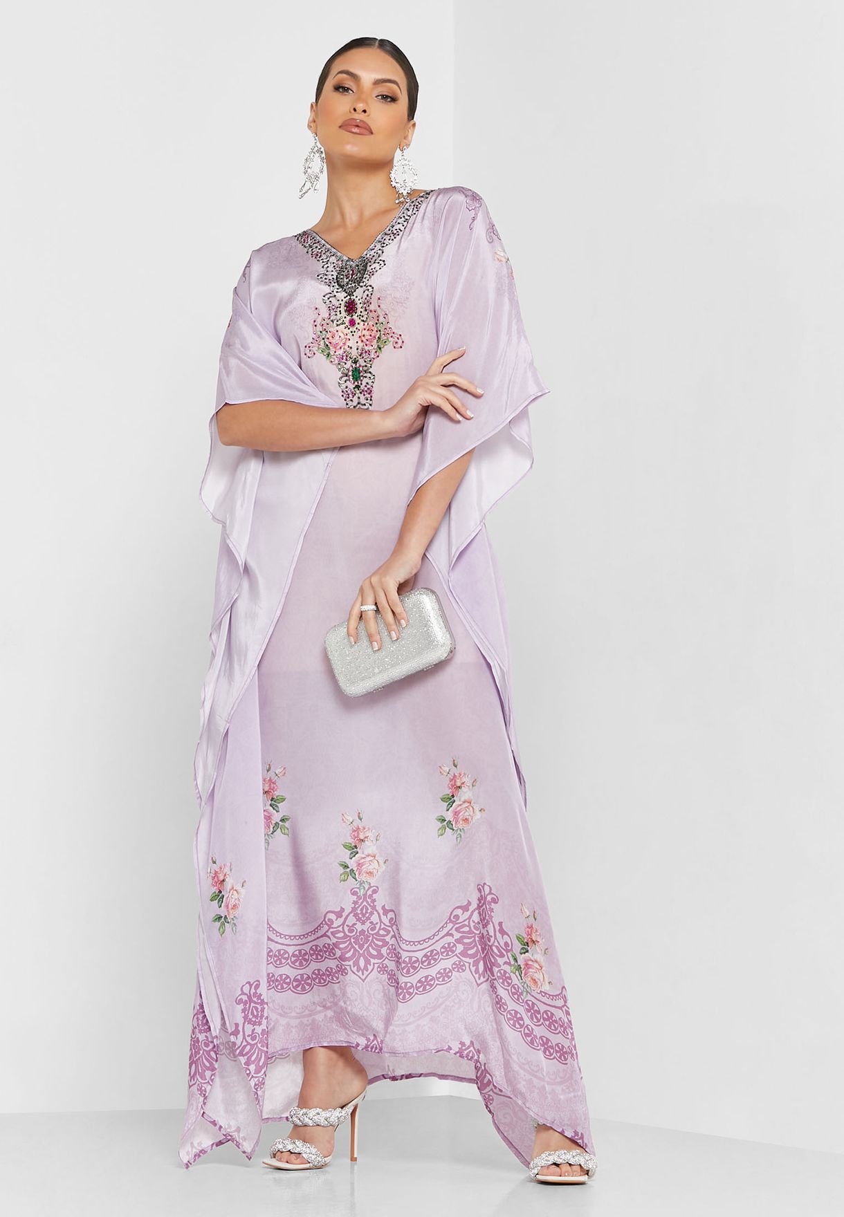 Embellished Floral Print Kaftan