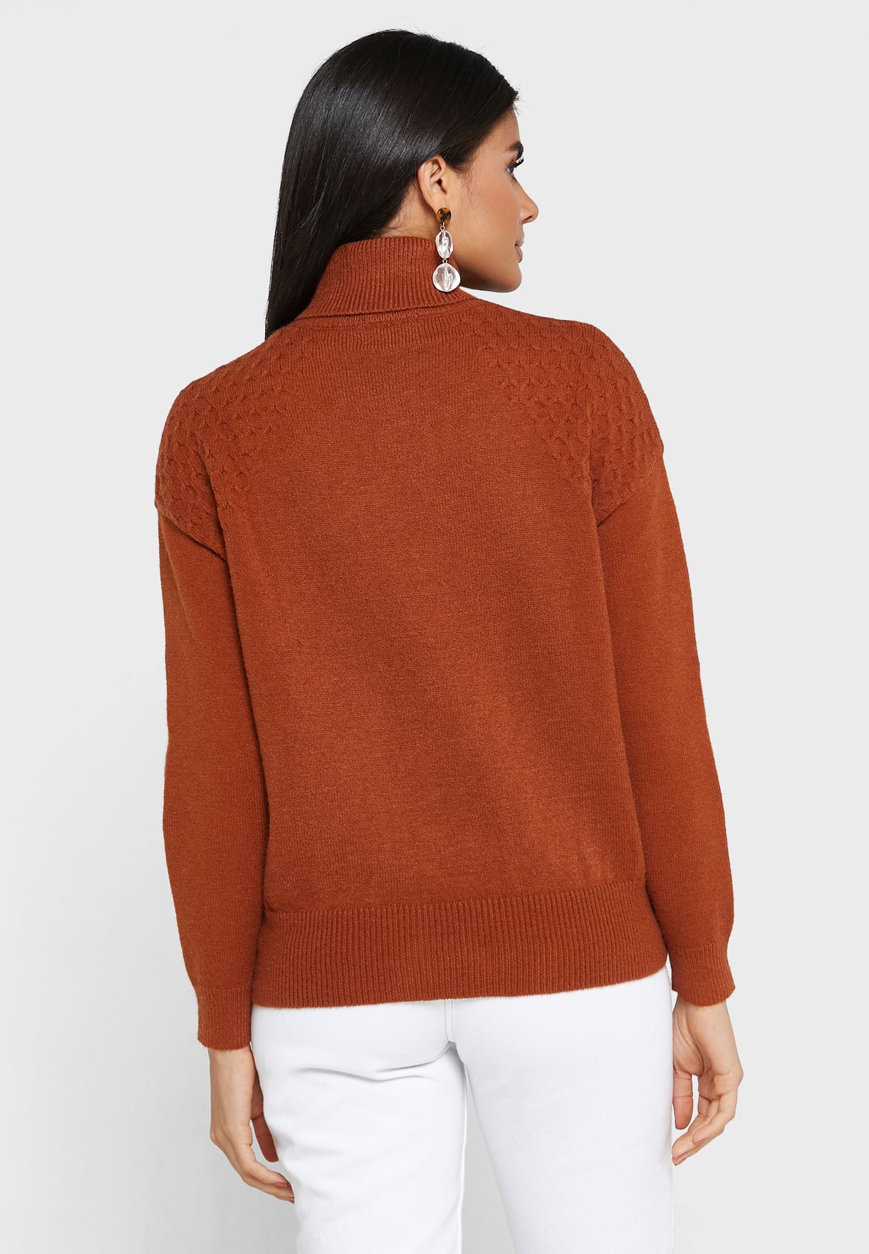 Self Pattern Turtleneck Sweater