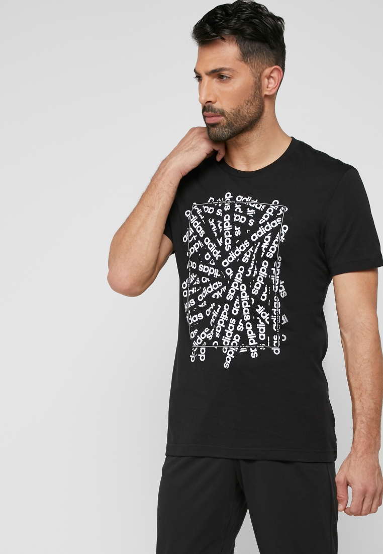 adidas black Linear Scatter T-Shirt for in MENA, Worldwide
