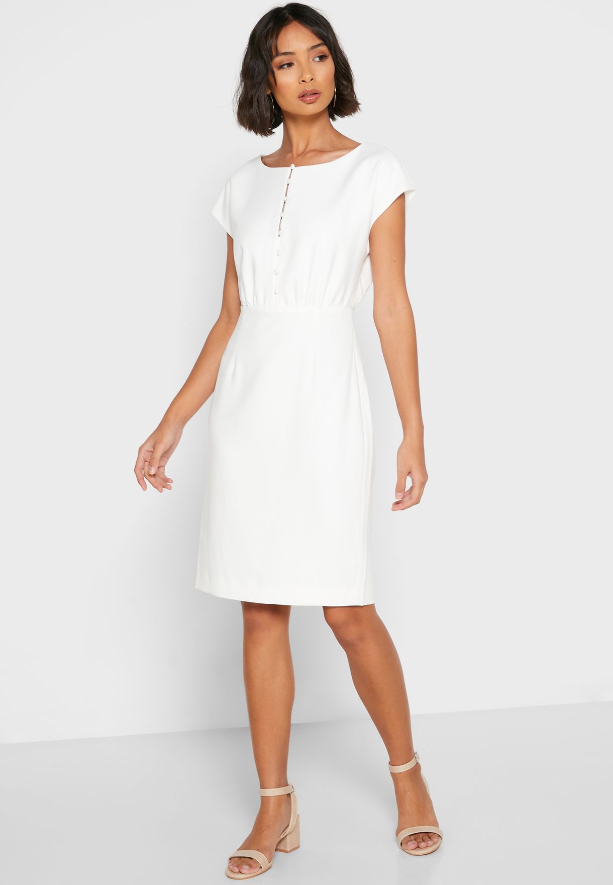 white button down bodycon dress