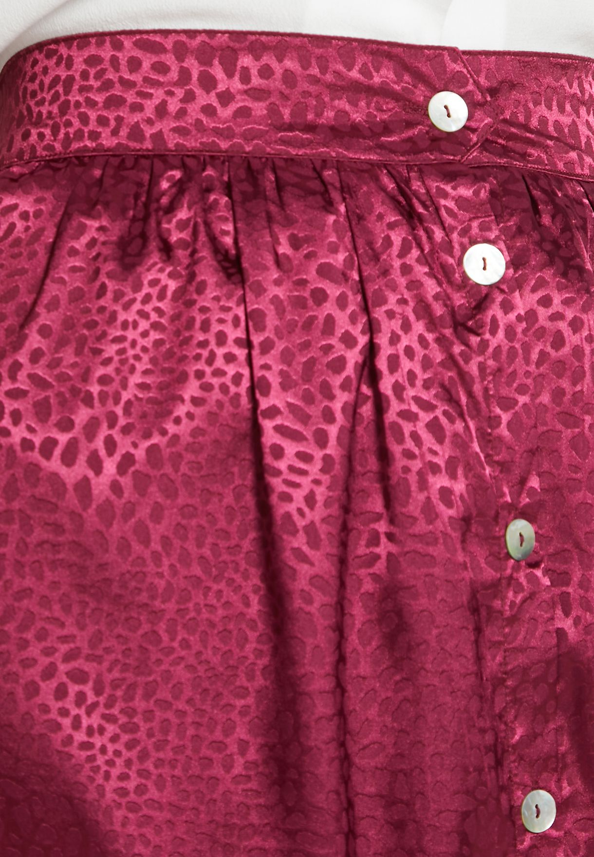 Textured Button Down Midi Skirt