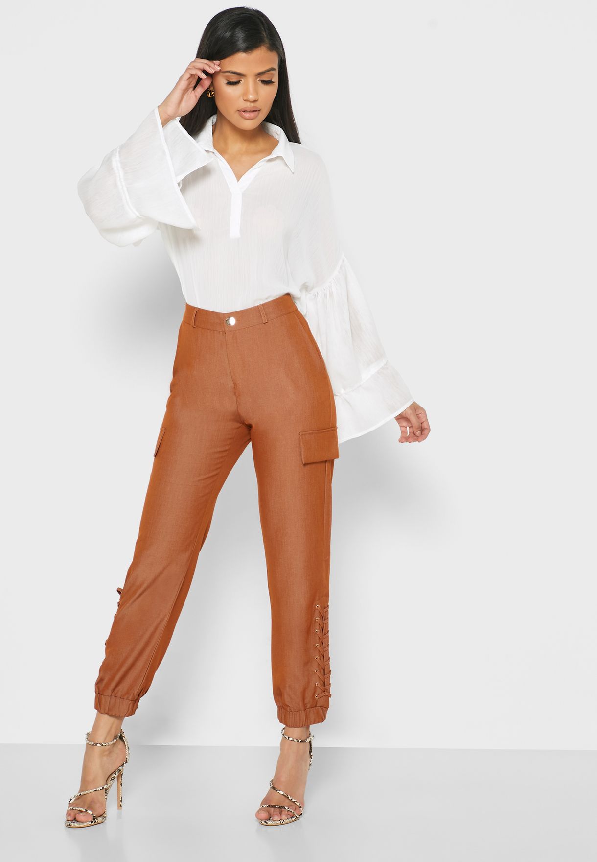 Buy Iconic brown High Waist Pants for Women in Dubai, Abu Dhabi