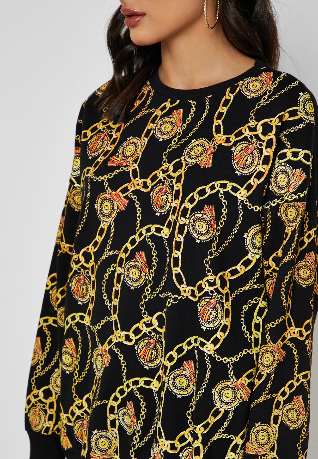 chain print sweatshirt