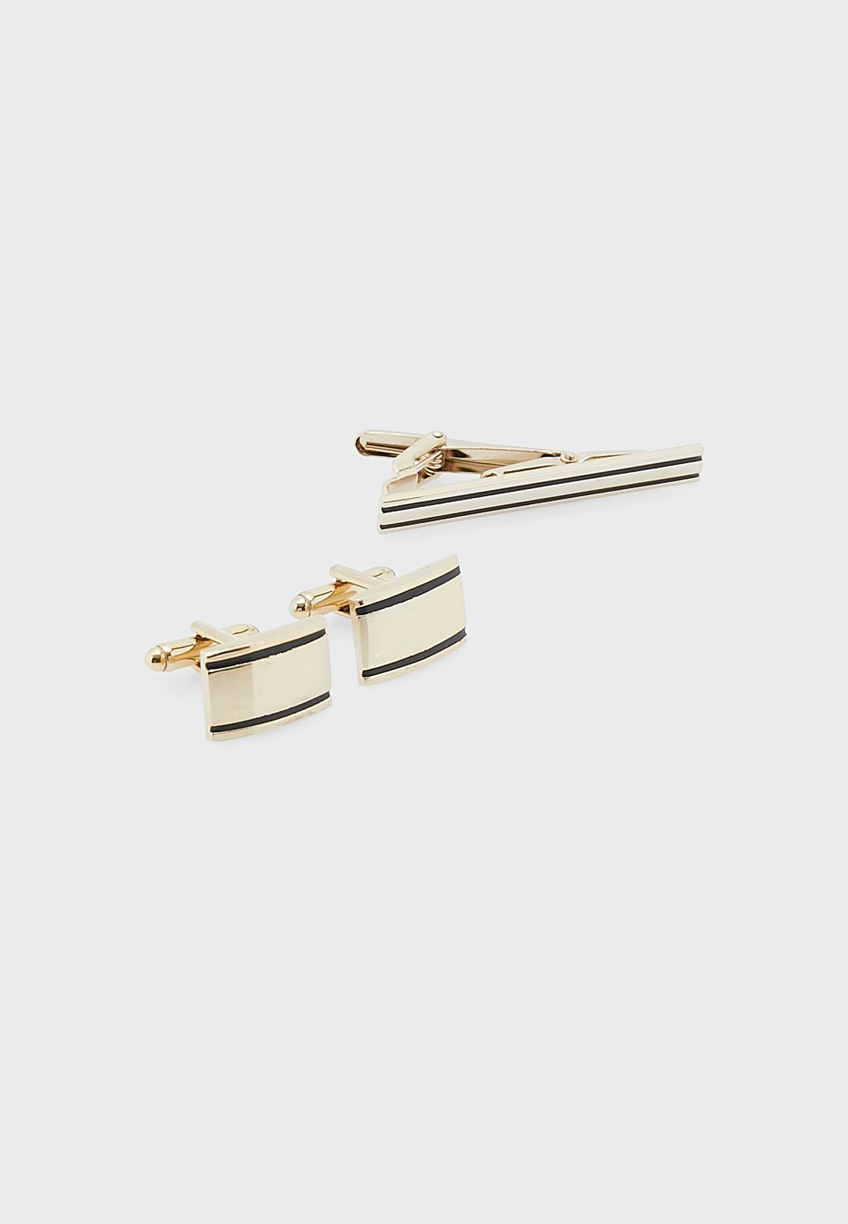 Stripe Cufflinks And Tie Pin Set In Gift Box