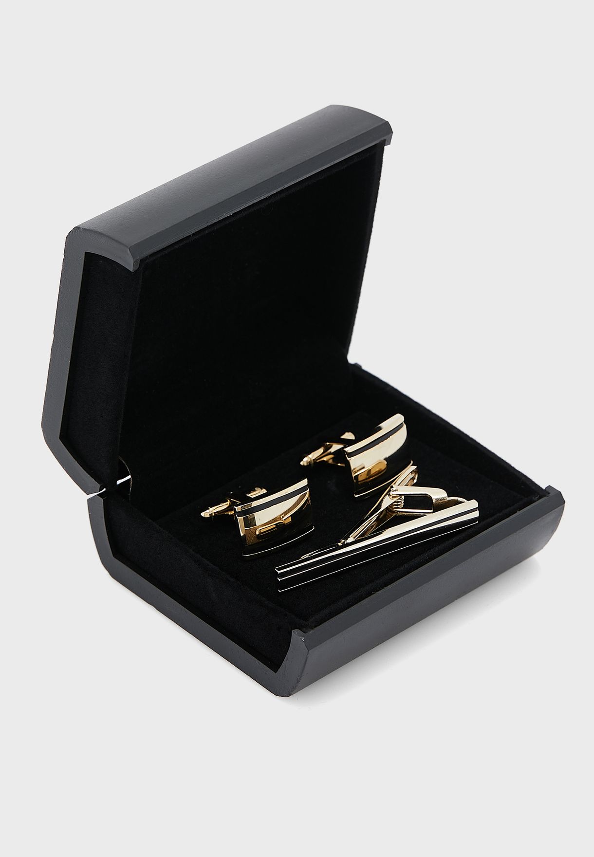 Stripe Cufflinks And Tie Pin Set In Gift Box