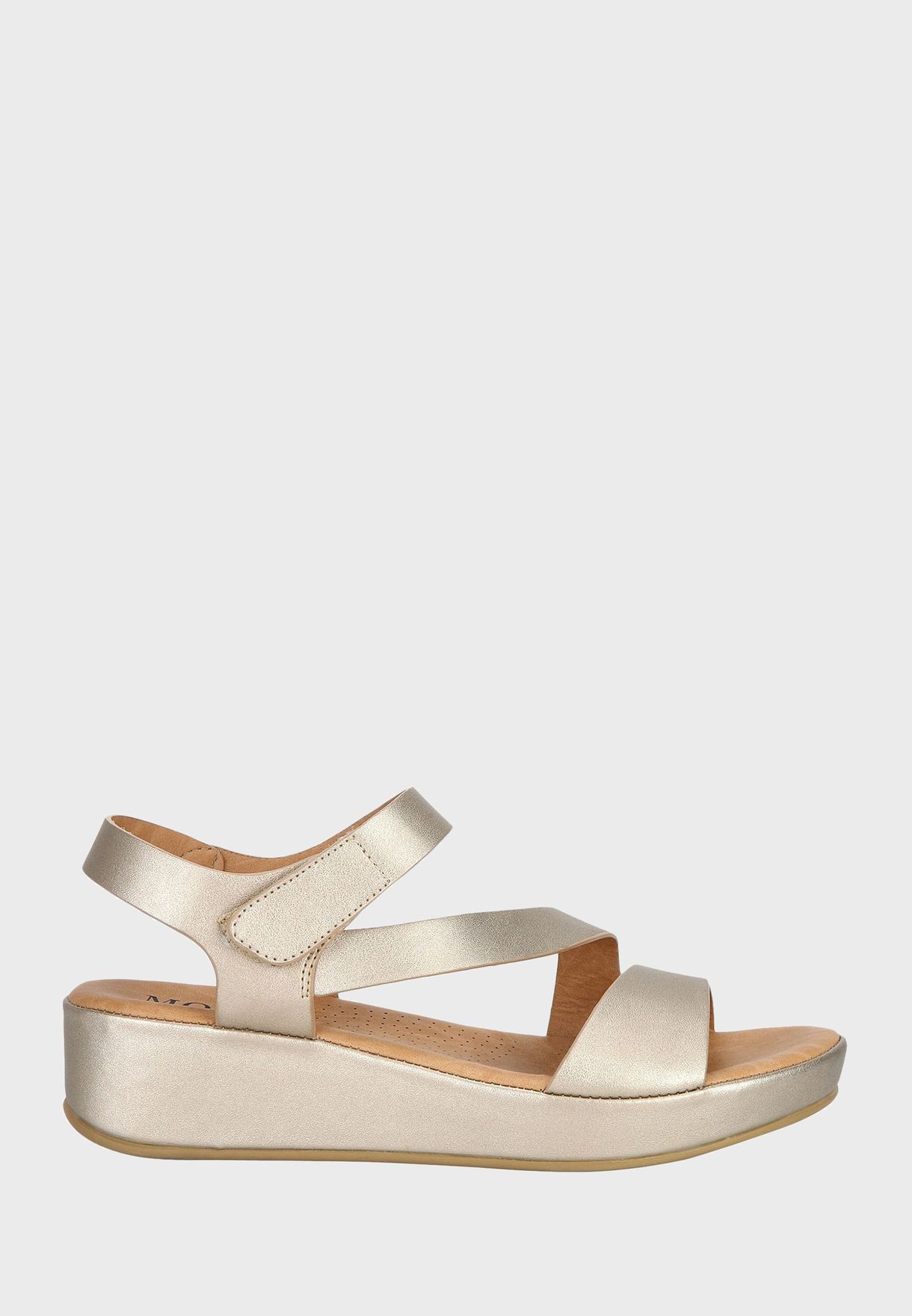 Buy Mode silver Velcro Wedge Sandal for Women in Riyadh, Jeddah