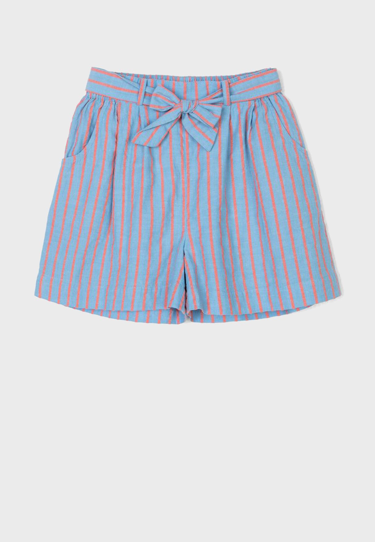 Kids Striped Knot Detail Shorts