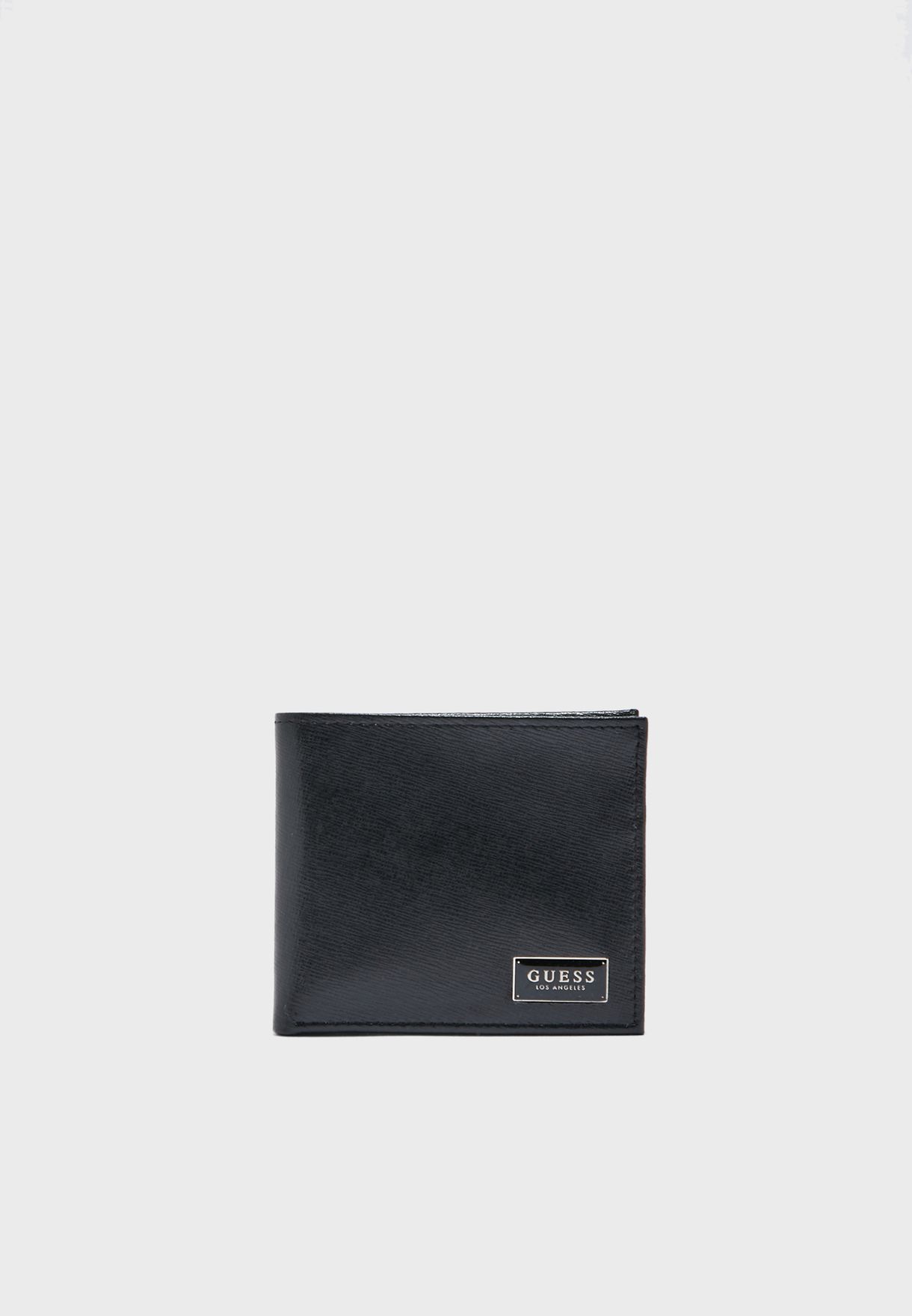 Shop Guess Black Logo Billfold Textured Wallet 31gue13149 For Men