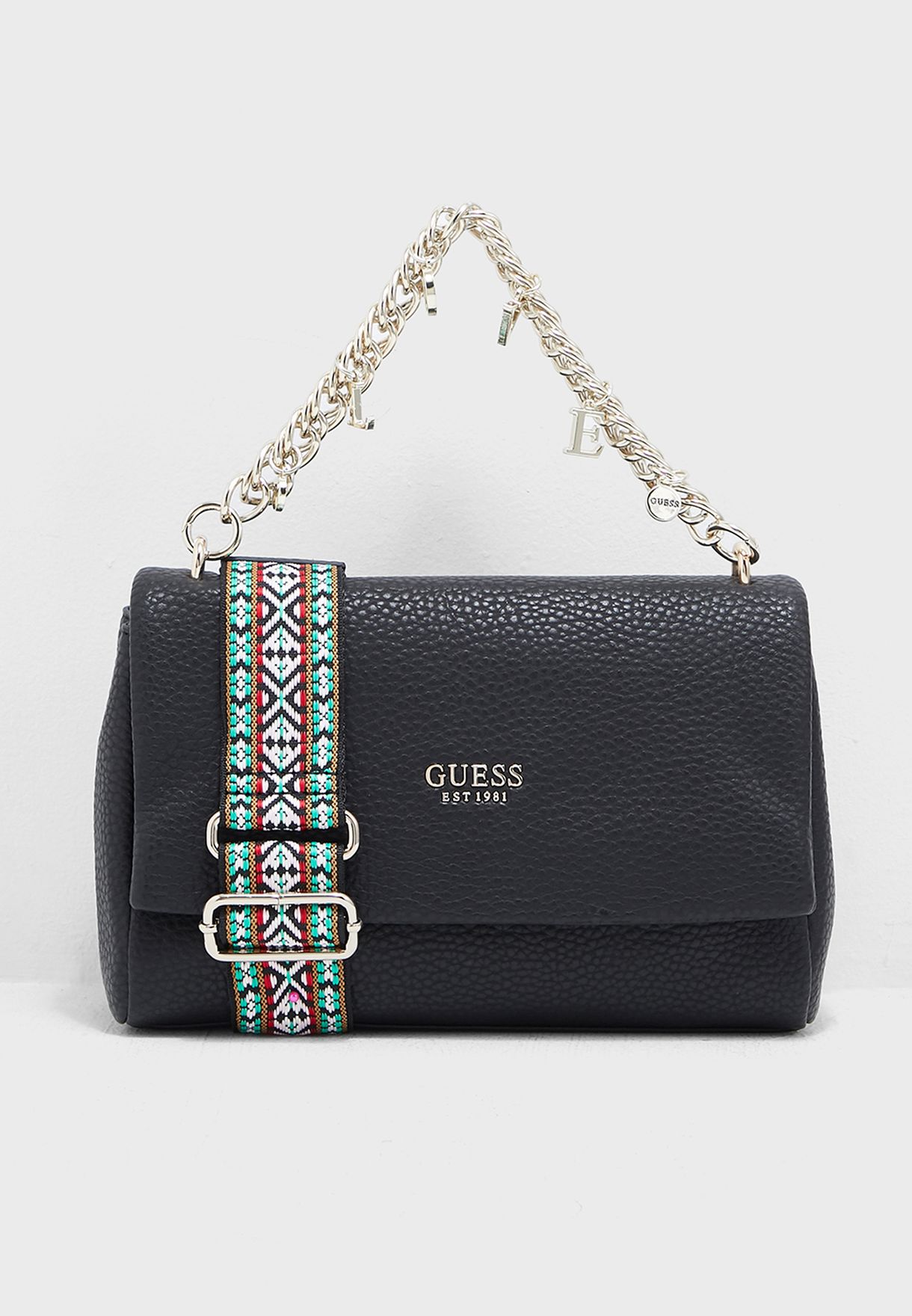 Say spray Patriotic Buy Guess black Conner Chain Detail Crossbody for Women in MENA, Worldwide