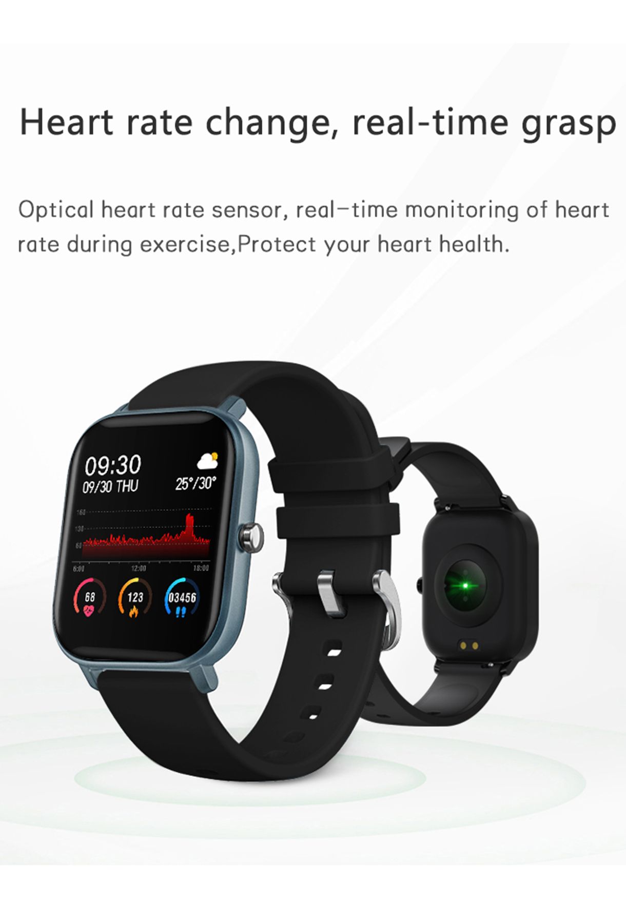 ساعة ذكية مع معدل ضربات القلب الديناميكي وميزات متعددة