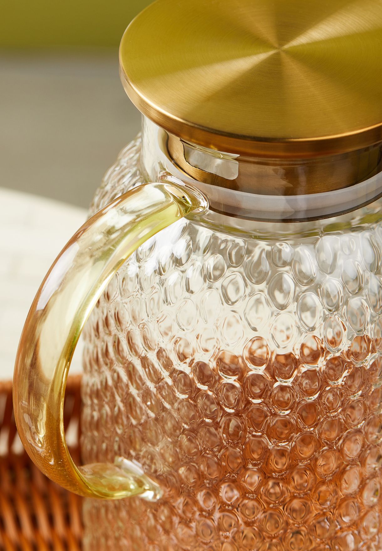 Glass Water Jug With Gold Lid