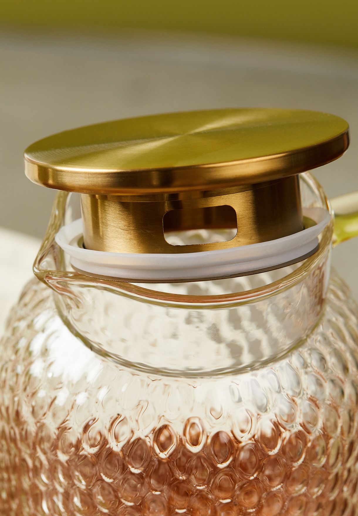 Glass Water Jug With Gold Lid