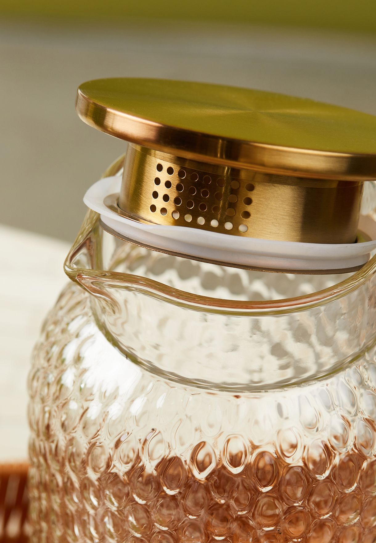Glass Water Jug With Gold Lid