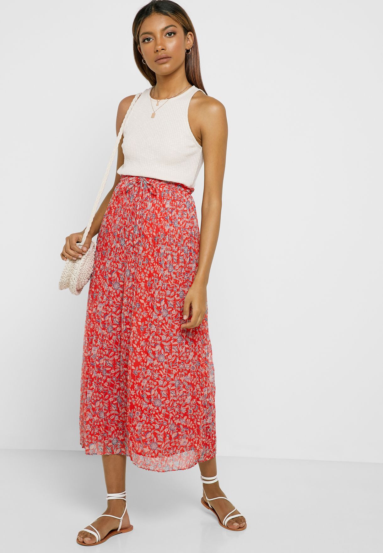 mango printed pleated skirt