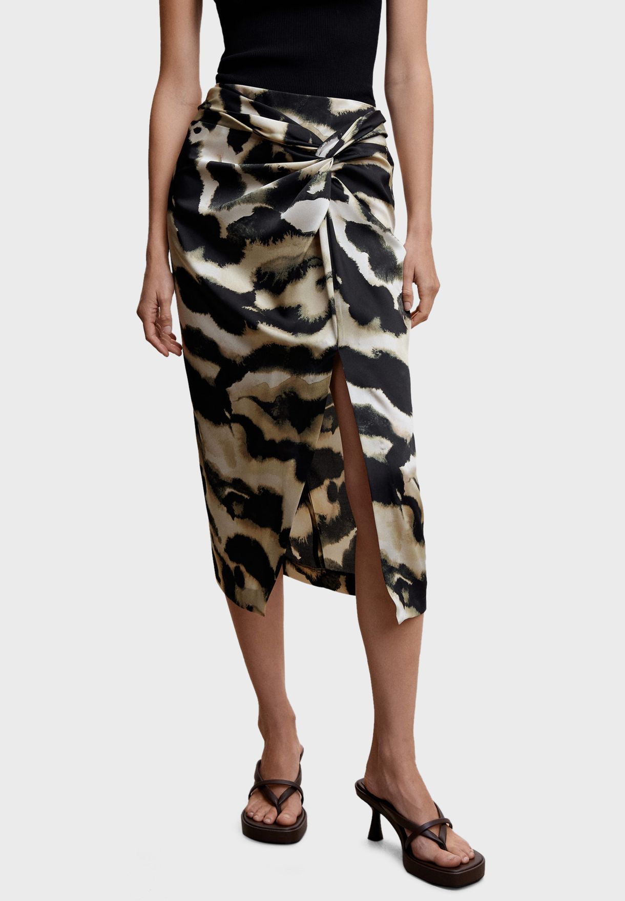 Front Twisted Midi Skirt