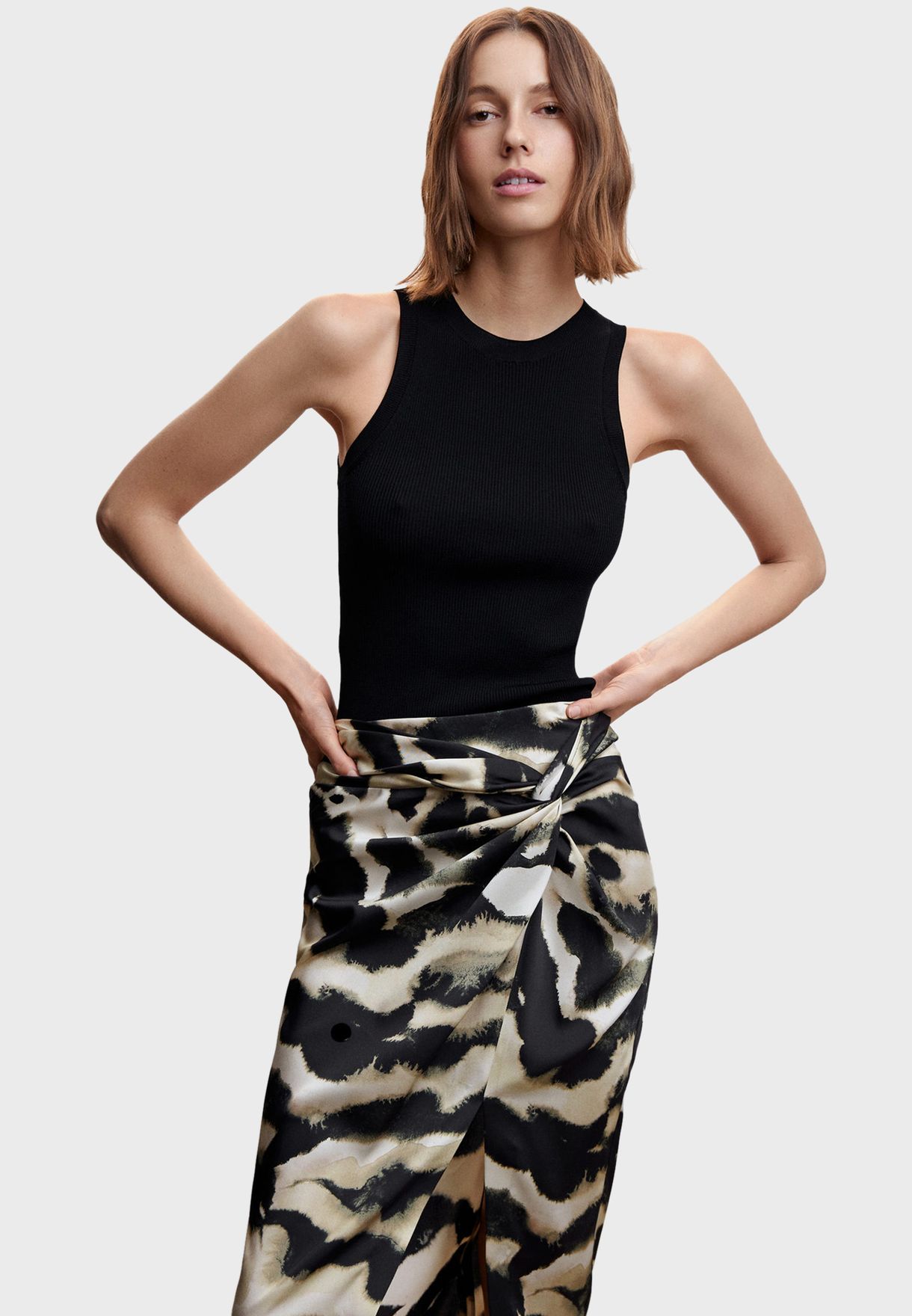 Front Twisted Midi Skirt