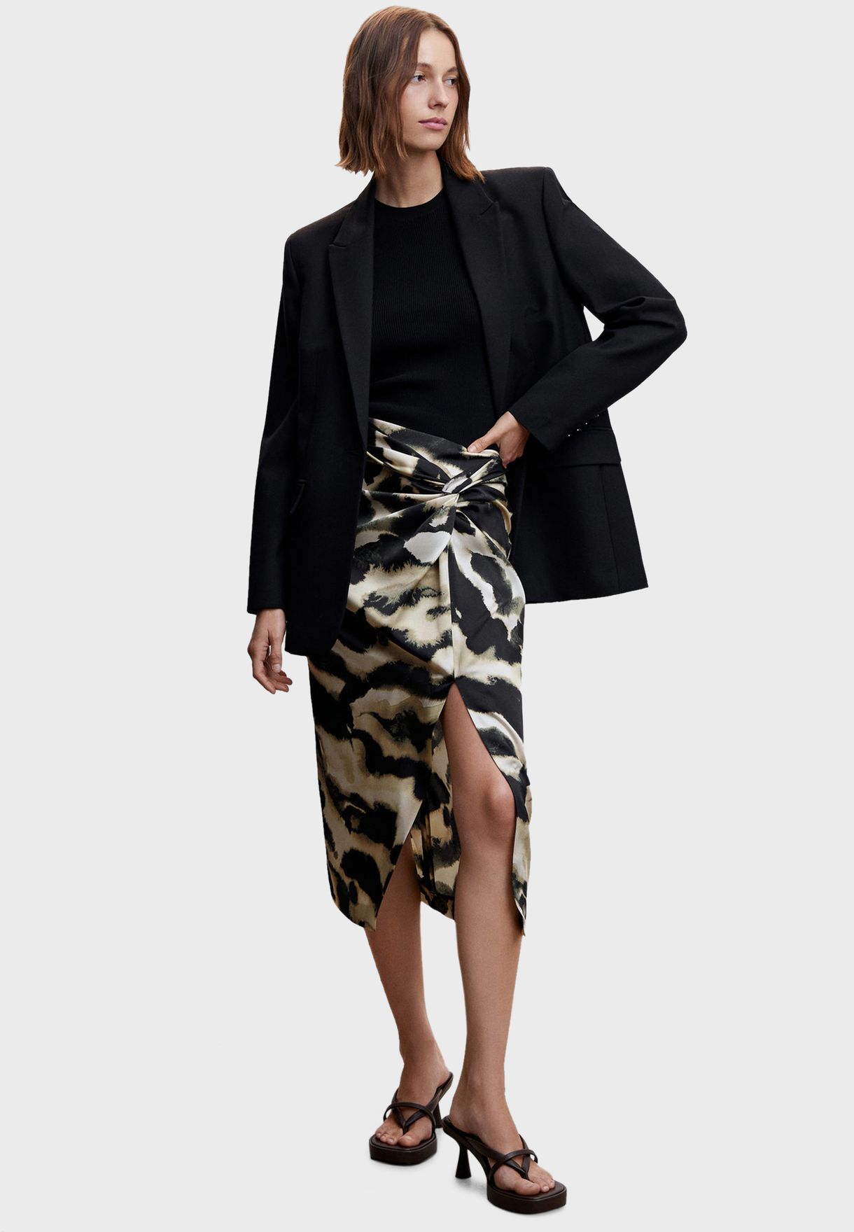 Front Twisted Midi Skirt