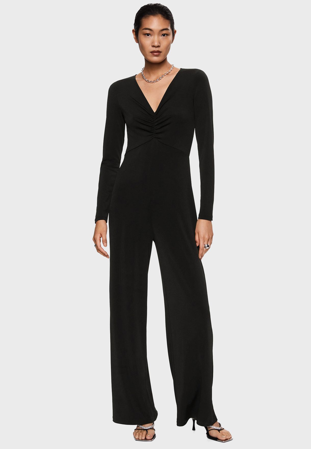 mango wide leg knitted jumpsuit