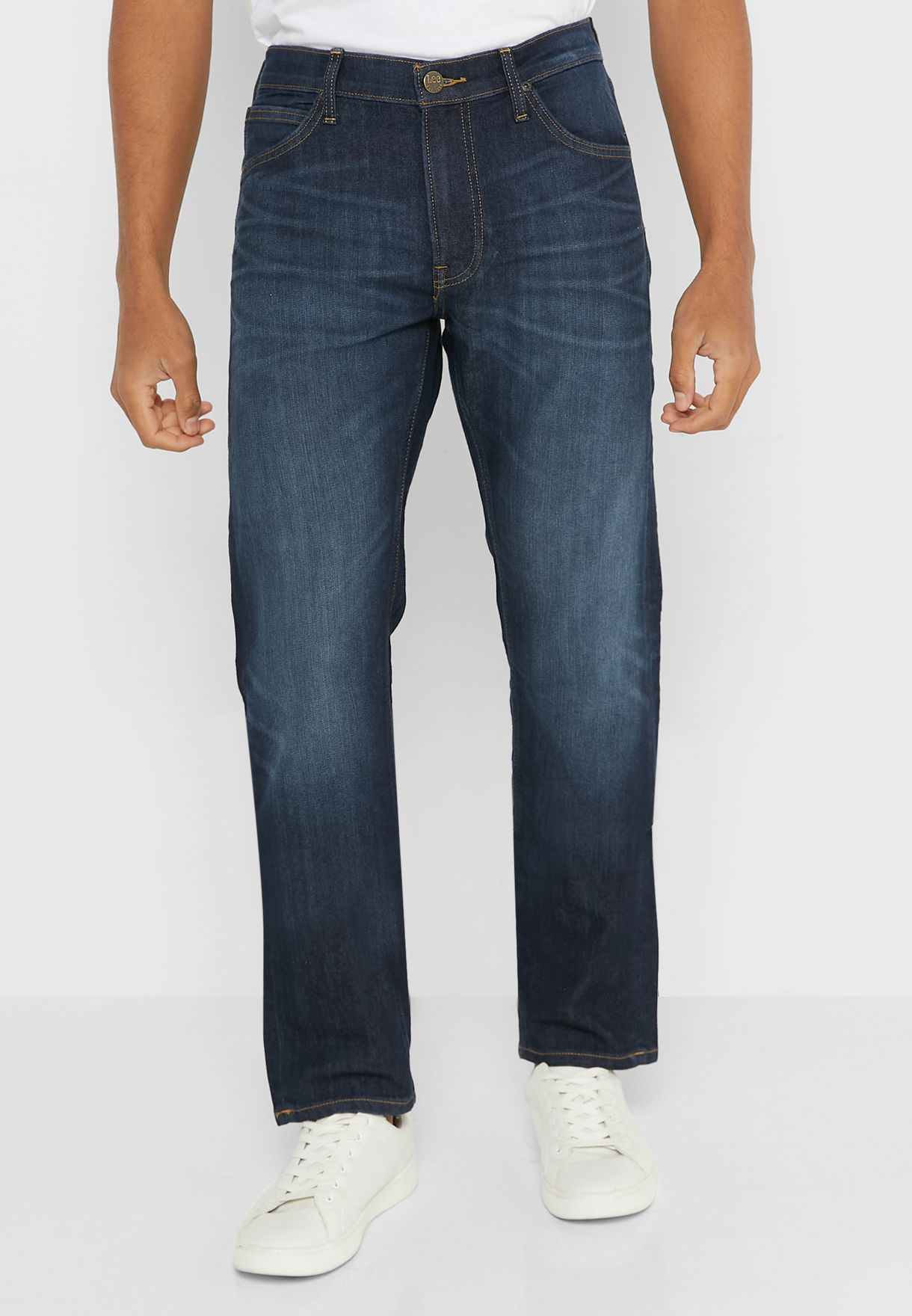 Mid Wash Straight Fit Jeans