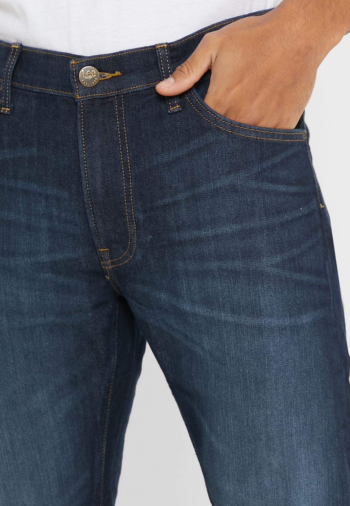 Mid Wash Straight Fit Jeans