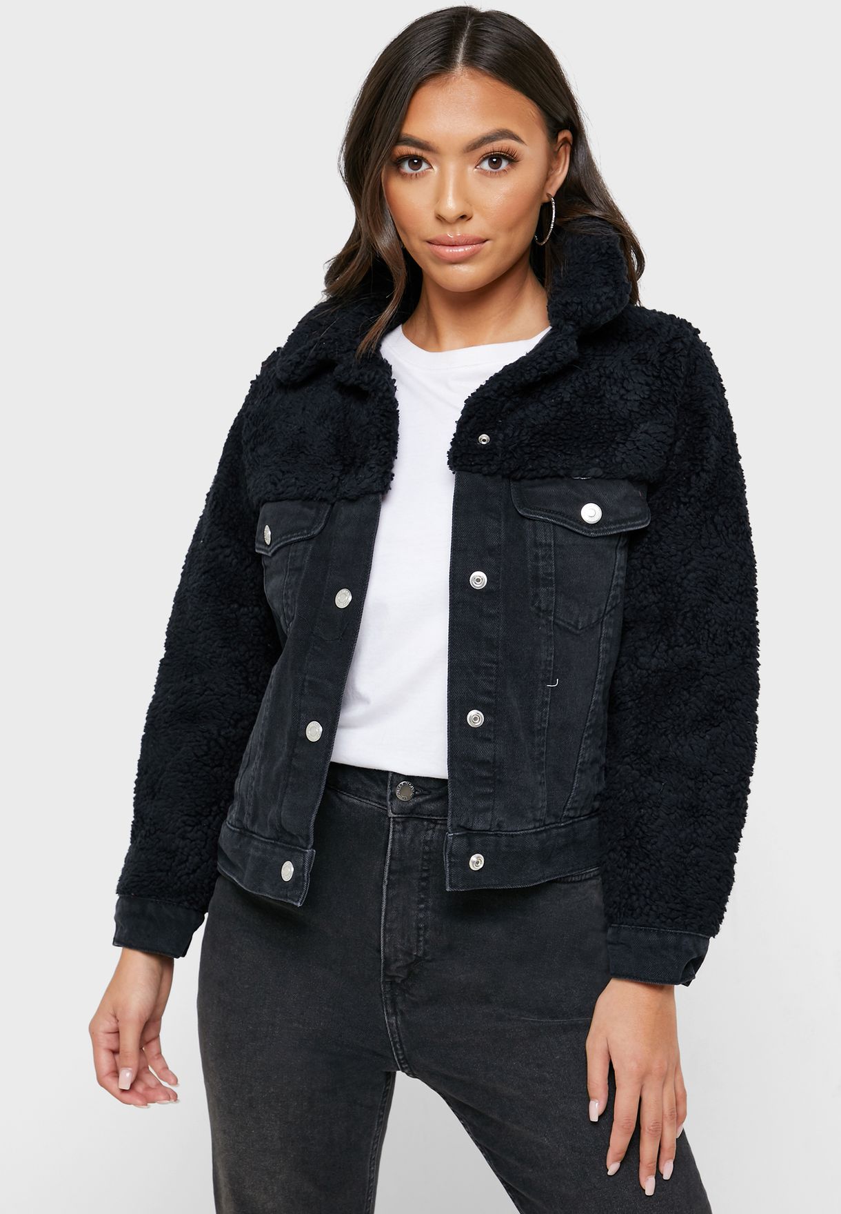 denim jacket with fur women