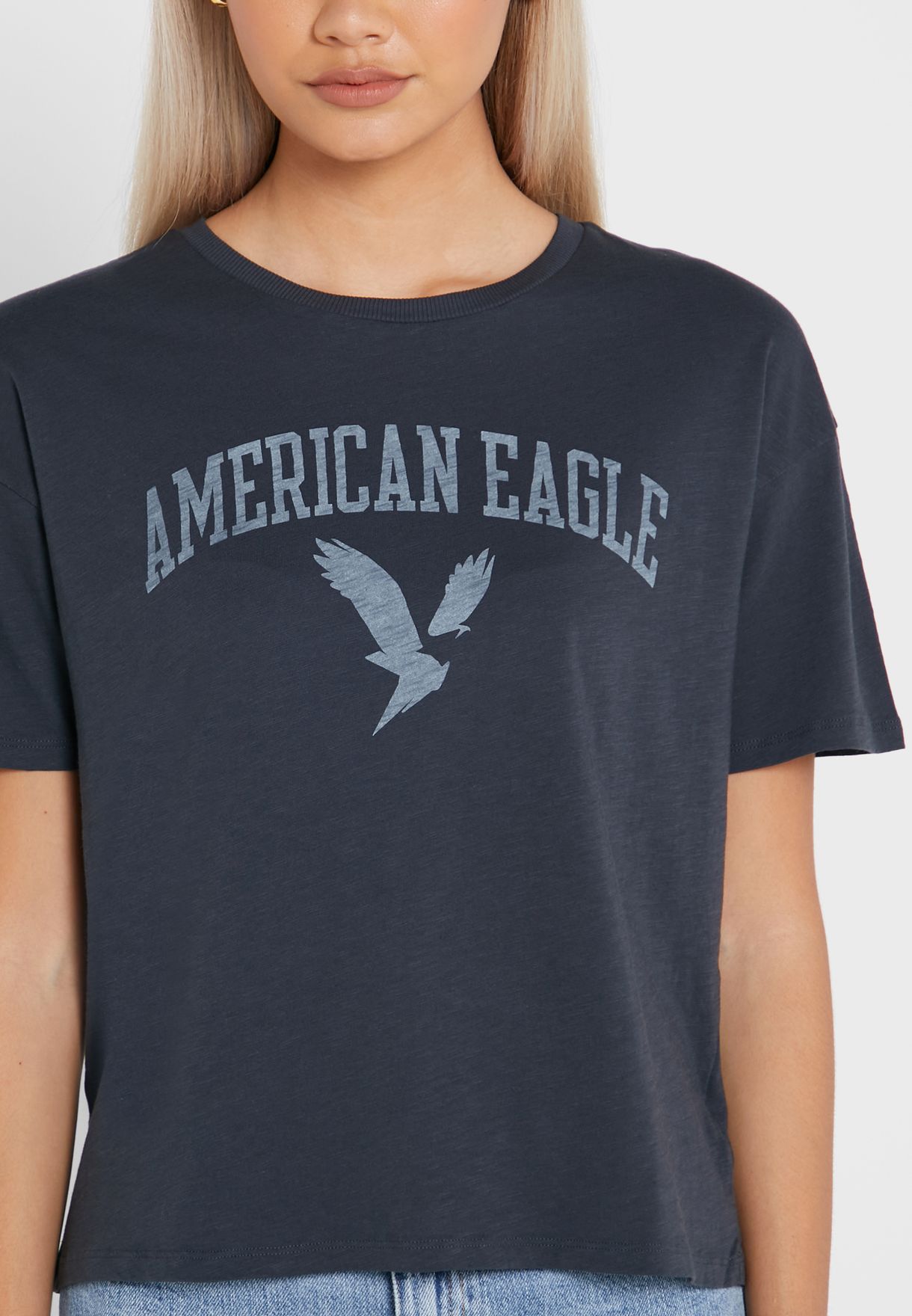 Buy American Eagle black Graphic T-Shirt for Women in Manama, other