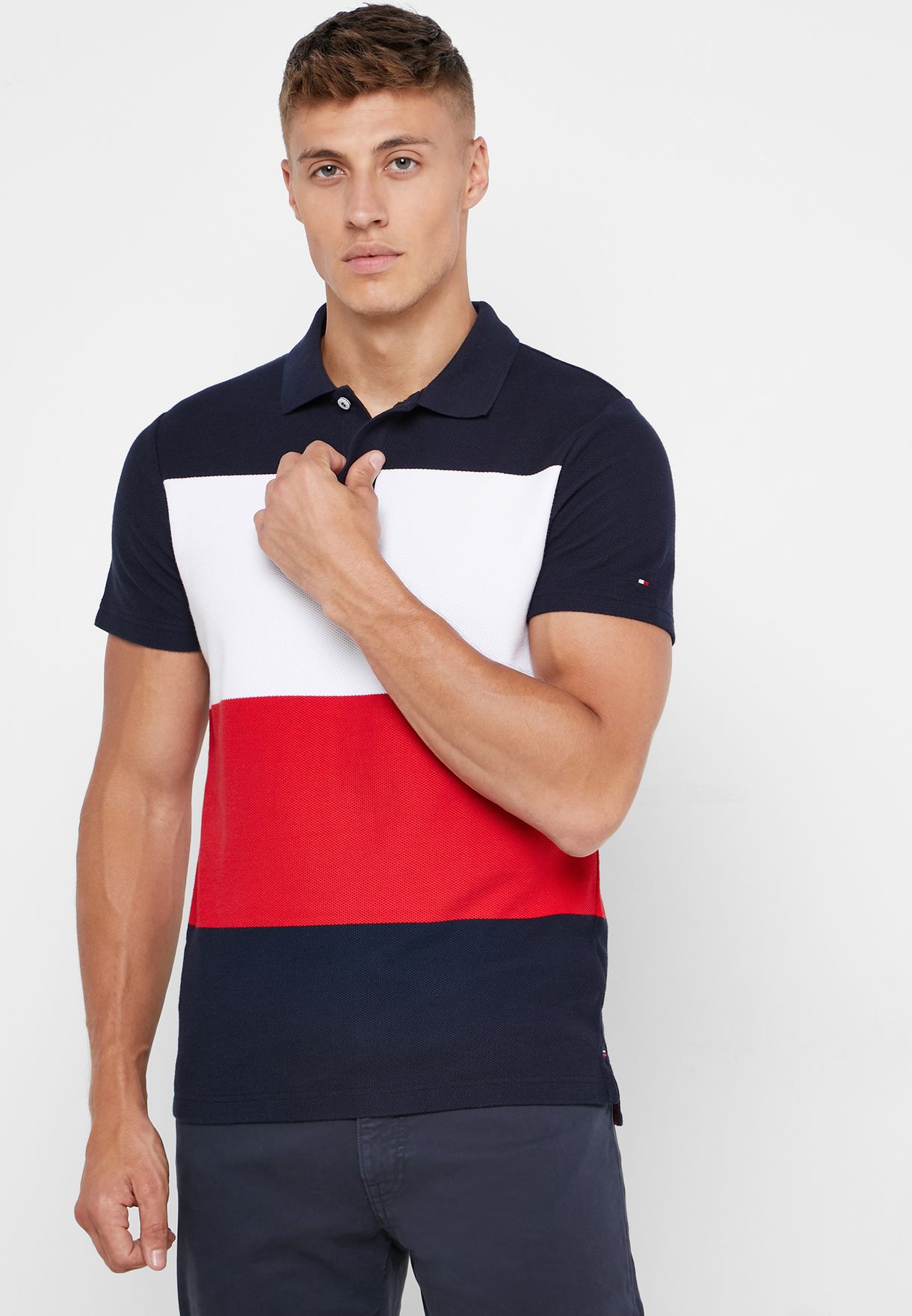 tommy hilfiger color block polo