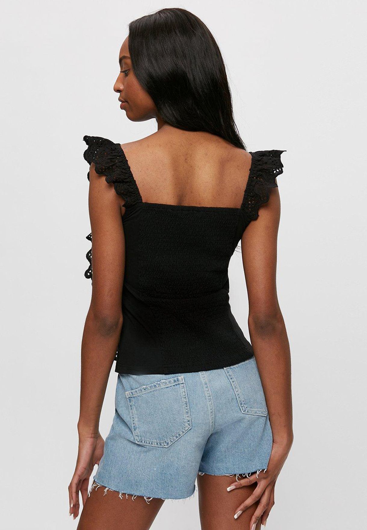 Ruffle Detail Broidered Top