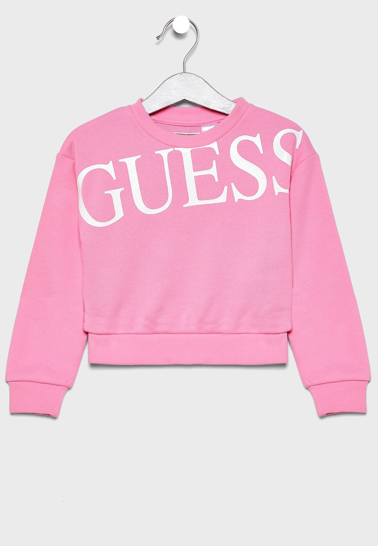 guess pink sweatshirt