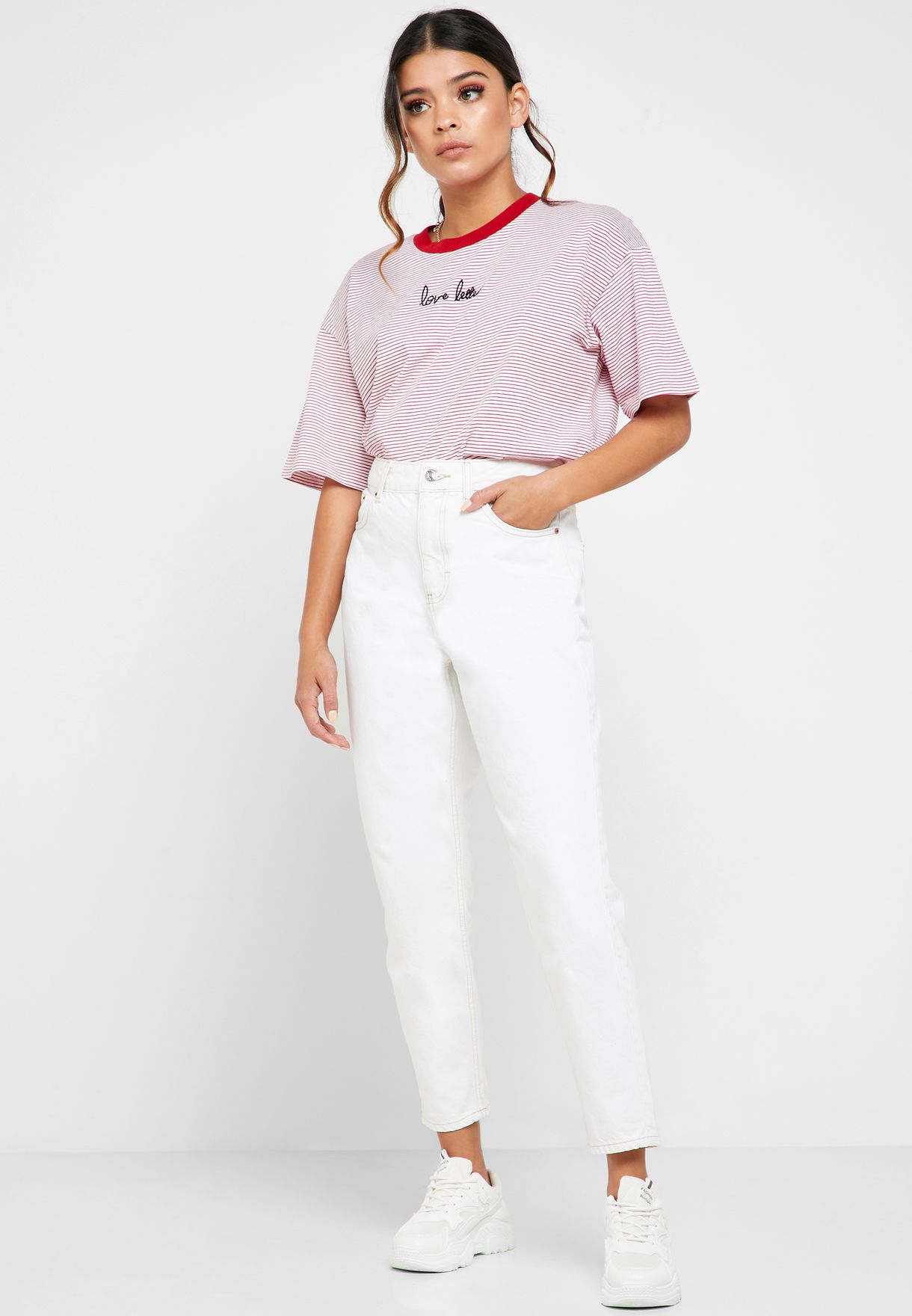 topshop mom jeans white