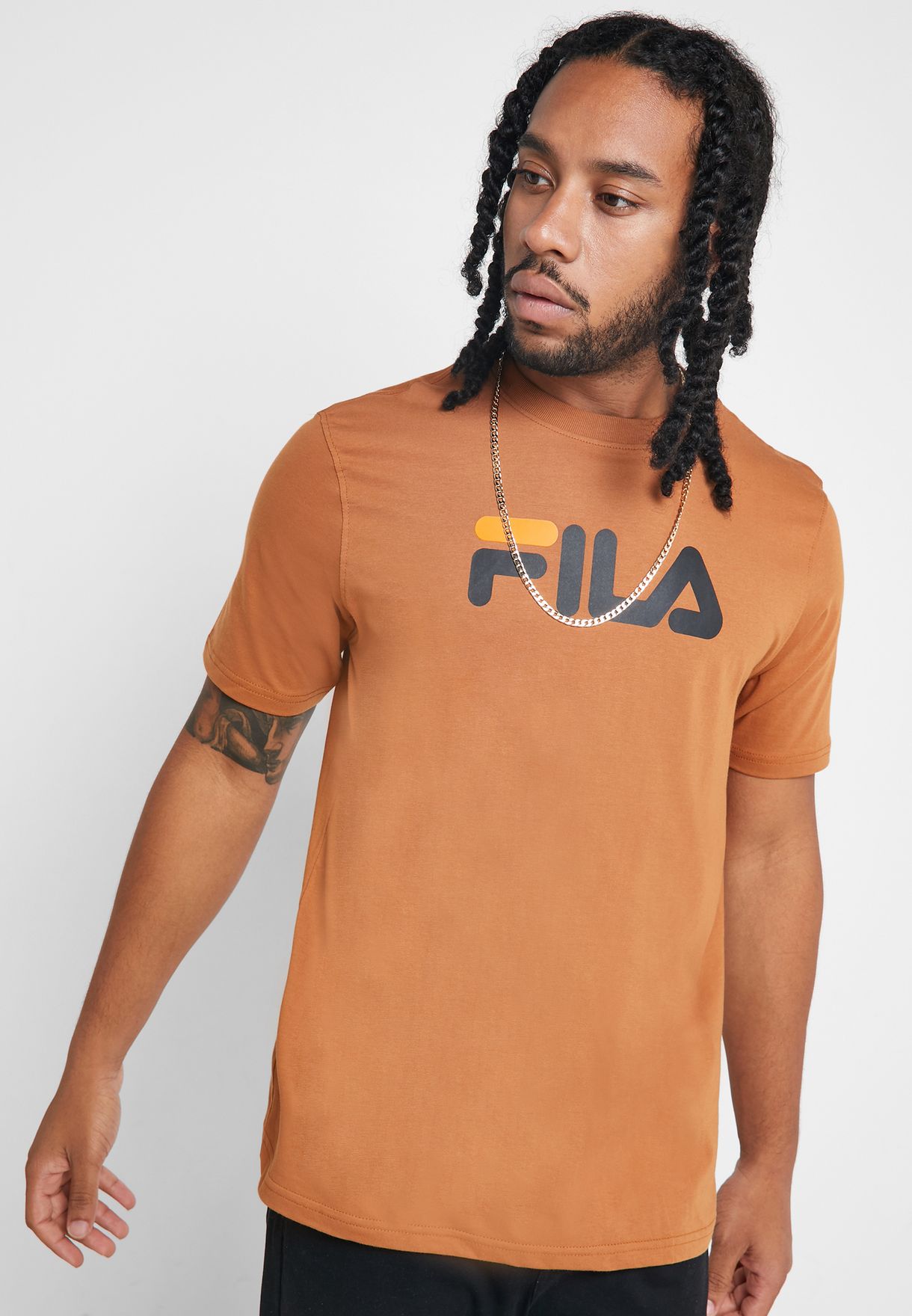 brown fila shirt