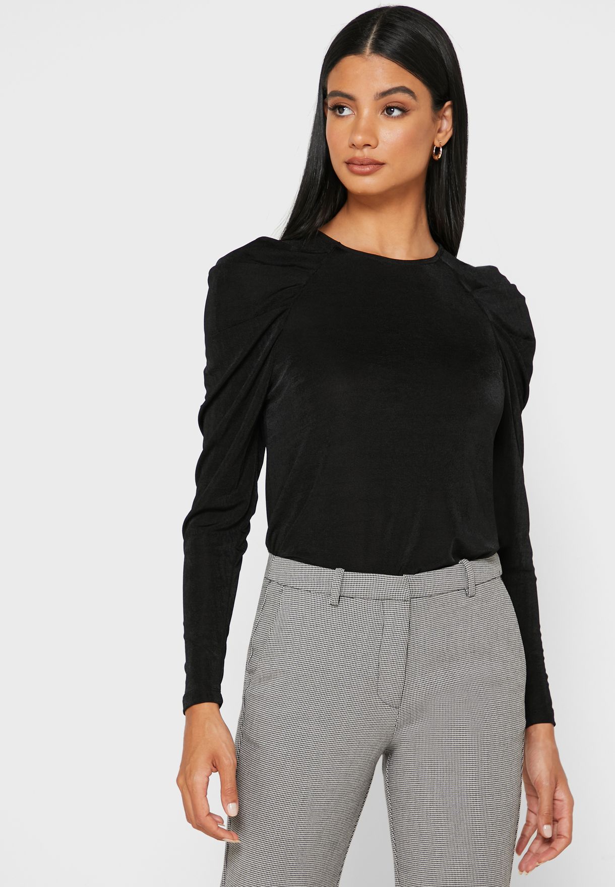 Buy Moda black Puff Sleeve Top for Women in MENA, Worldwide - 10246524