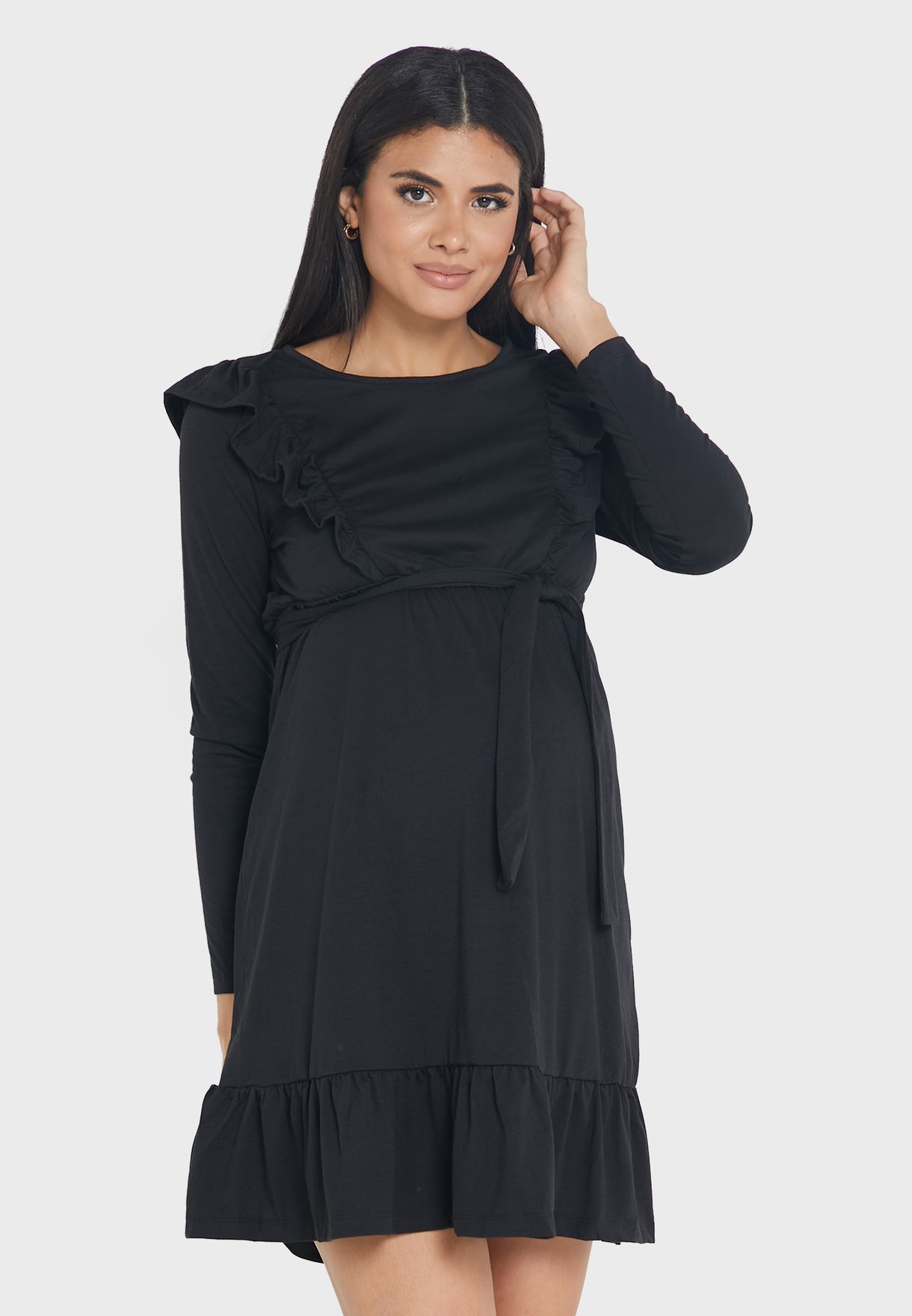 Tie Detail Ruffle Dress