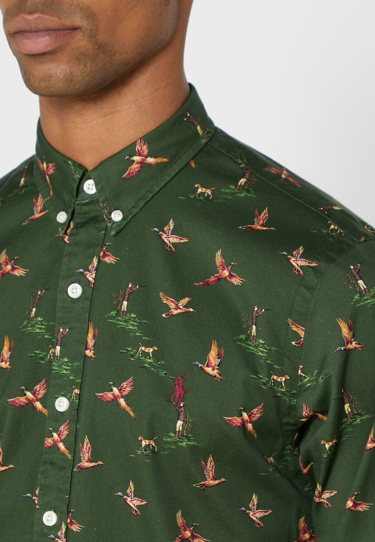 Pheasant Print Slim Fit Shirt