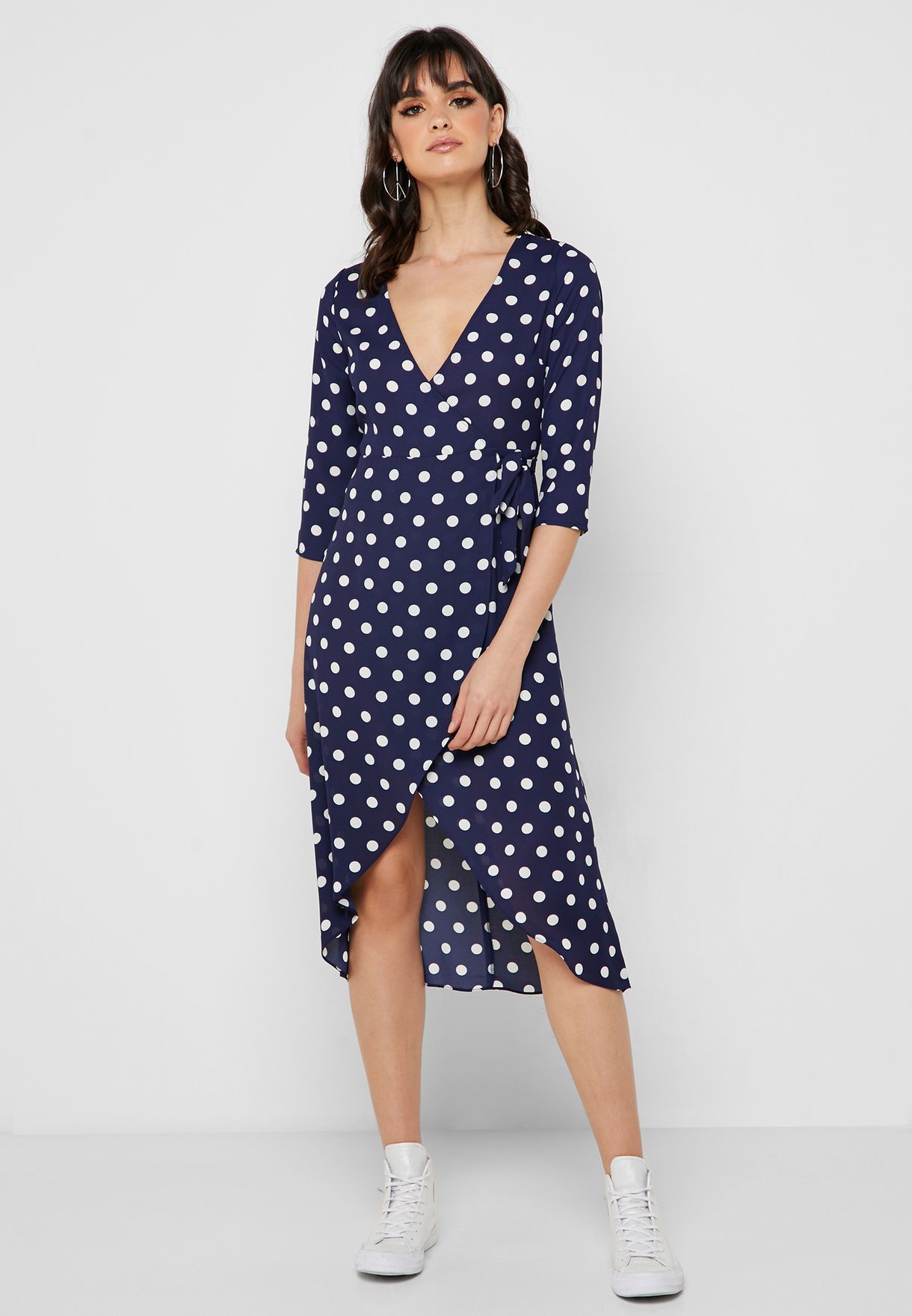 polka dot wrap dress