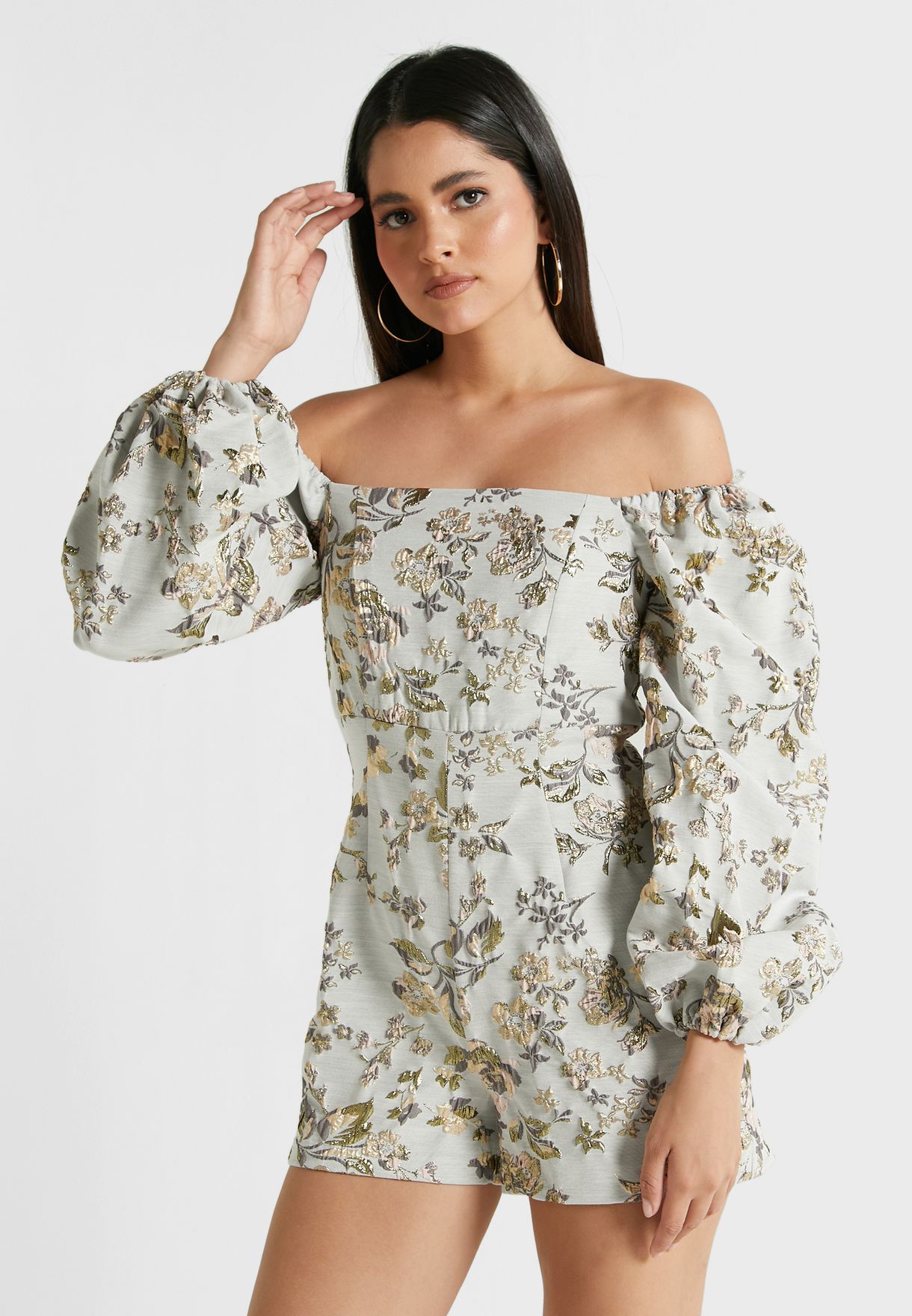 Square Neck Embroidered Playsuit