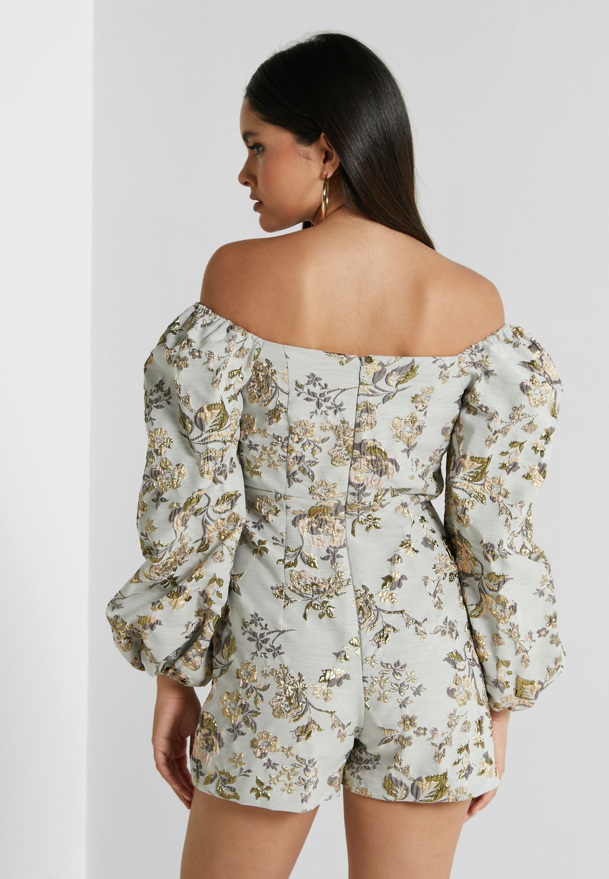 Square Neck Embroidered Playsuit