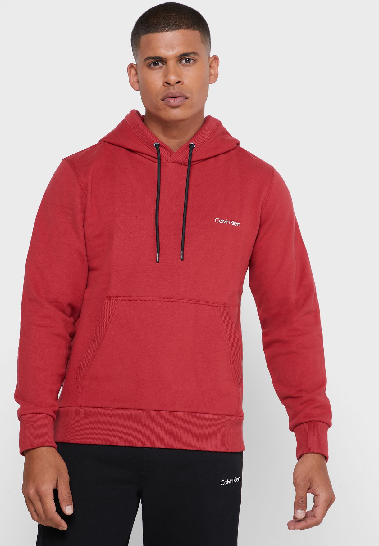 Buy Calvin Klein red Small Chest Logo Hoodie for Men in MENA, Worldwide