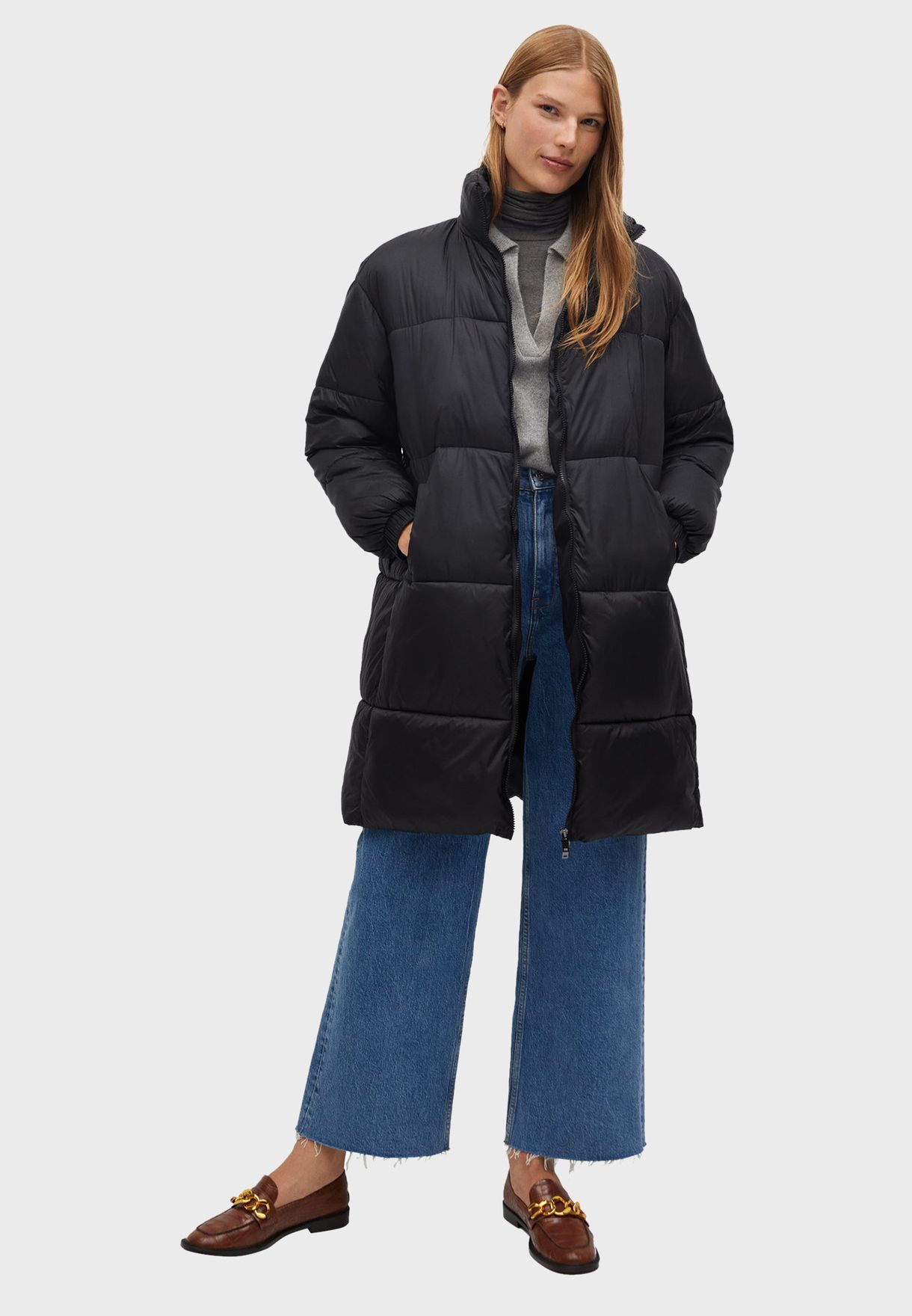 mango black padded coat